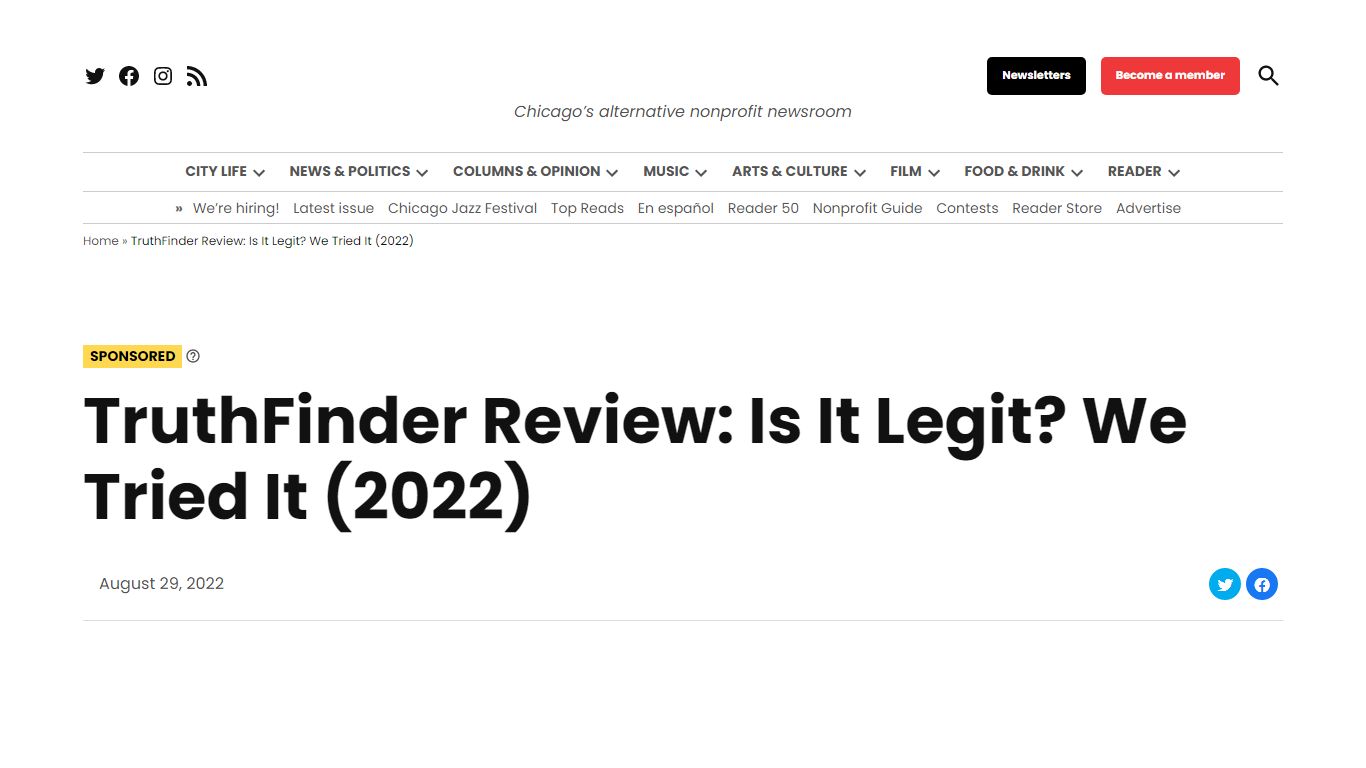 TruthFinder Review: Is It Legit? We Tried It (2021) - Chicago Reader